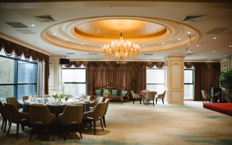 v1小宴会厅 [ 最大8桌 · 高3.0m · 无柱 · L形 ·  ]